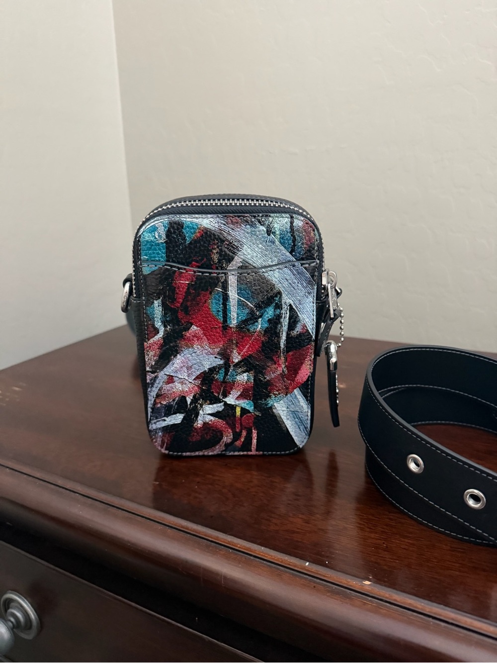 Coach Multicolor Leather Belt Bag with Black Strap